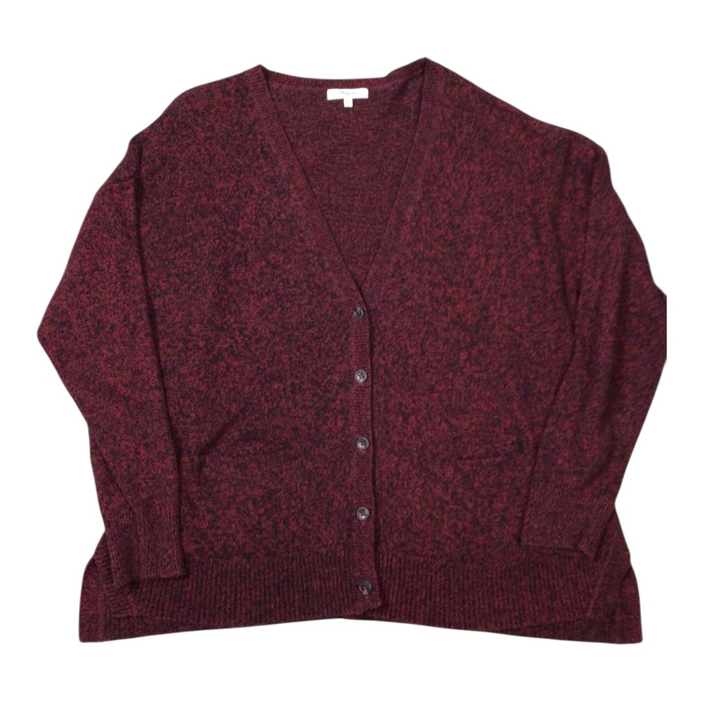 Madewell Burgundy Button-Up V-Neck Cardigan Sweater XL Pockets